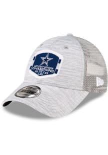 New Era Dallas Cowboys 2023 NFL Division Champions Trucker 9FORTY Adjustable Hat - Grey