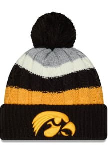 New Era Iowa Hawkeyes Black Cabled JR Cuff Pom Youth Knit Hat