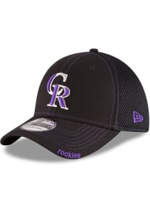 New Era Colorado Rockies Mens Black Team Neo 39THIRTY Flex Hat