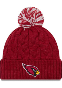 New Era Arizona Cardinals Red Cozy Cable Cuff Pom Womens Knit Hat