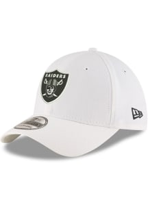 New Era Las Vegas Raiders Mens White Team Classic 39THIRTY Flex Hat