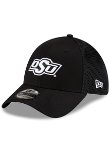 New Era Oklahoma State Cowboys Mens Black Black and White Logo 39THIRTY Flex Hat