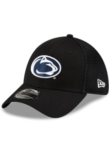 New Era Penn State Nittany Lions Mens Black Black and White Logo 39THIRTY Flex Hat