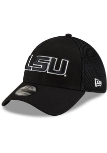 New Era LSU Tigers Mens Black Black and White Logo 39THIRTY Flex Hat