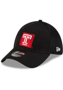 New Era Temple Owls Mens Black Black and White Logo 39THIRTY Flex Hat