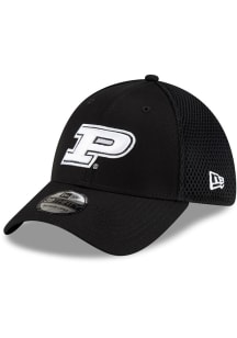 Purdue Boilermakers New Era Black and White Logo 39THIRTY Flex Hat - Black