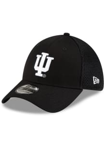 Indiana Hoosiers New Era Black and White Logo 39THIRTY Flex Hat - Black