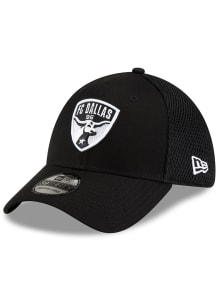 New Era FC Dallas Mens Black Black and White Logo 39THIRTY Flex Hat