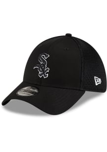 New Era Chicago White Sox Mens Black Black and White Logo 39THIRTY Flex Hat