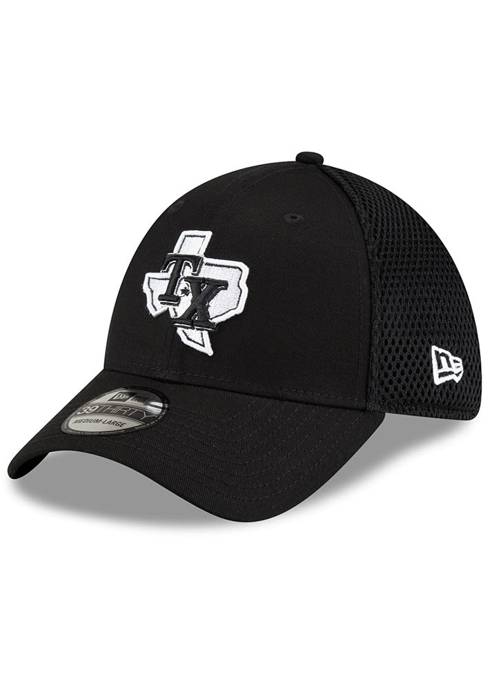 Texas Rangers Mens Black and White Logo 39THIRTY BLACK New Era