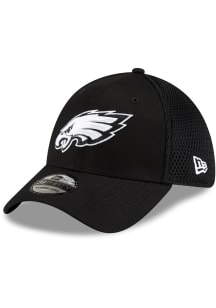 New Era Philadelphia Eagles Mens Black Black and White Logo 39THIRTY Modern Flex Hat