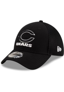 New Era Chicago Bears Mens Black Black and White Logo 39THIRTY Flex Hat