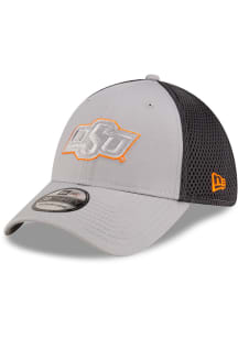 New Era Oklahoma State Cowboys Mens Graphite Graphite and Grey Tonal Logo 39THIRTY Flex Hat