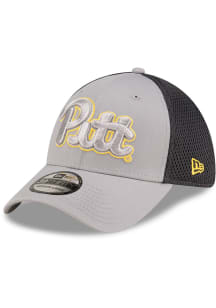 New Era Pitt Panthers Mens Graphite Graphite and Grey Tonal Logo 39THIRTY Flex Hat