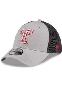 New Era Temple Owls Mens Graphite Graphite and Grey Tonal Logo 39THIRTY Flex Hat