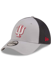 New Era Indiana Hoosiers Mens Graphite Graphite and Grey Tonal Logo 39THIRTY Flex Hat