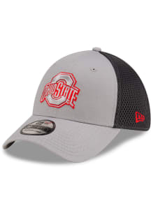 New Era Ohio State Buckeyes Mens Graphite Graphite and Grey Tonal Logo 39THIRTY Flex Hat