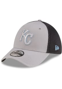 New Era Kansas City Royals Mens Graphite Graphite and Grey Tonal Logo 39THIRTY Flex Hat
