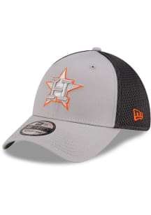New Era Houston Astros Mens Graphite Graphite and Grey Tonal Logo 39THIRTY Flex Hat