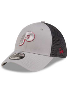 New Era Philadelphia Phillies Mens Graphite Graphite and Grey Tonal Logo 39THIRTY Flex Hat