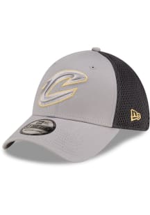 New Era Cleveland Cavaliers Mens Graphite Graphite and Grey Tonal Logo 39THIRTY Flex Hat