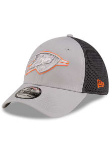 New Era Oklahoma City Thunder Mens Graphite Graphite and Grey Tonal Logo 39THIRTY Flex Hat