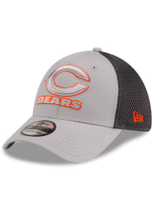 New Era Chicago Bears Mens Graphite Graphite and Grey Tonal Logo 39THIRTY Flex Hat