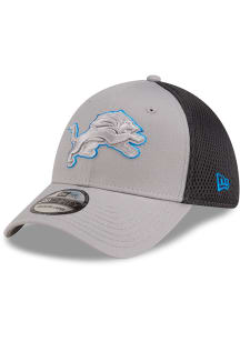 New Era Detroit Lions Mens Graphite Graphite and Grey Tonal Logo 39THIRTY Flex Hat