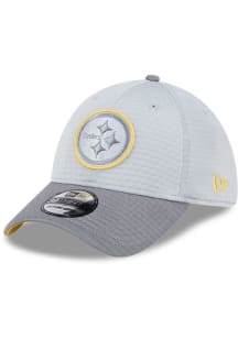 New Era Pittsburgh Steelers Mens Grey 2024 Training Camp 39THIRTY Flex Hat