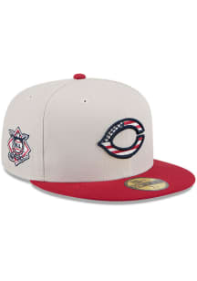 New Era Cincinnati Reds Mens White 2024 4th of July 59FIFTY Fitted Hat