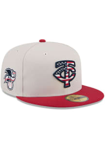 New Era Minnesota Twins Mens White 2024 4th of July 59FIFTY Fitted Hat