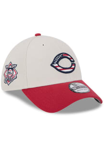 New Era Cincinnati Reds Mens White 2024 4th of July 39THIRTY Flex Hat