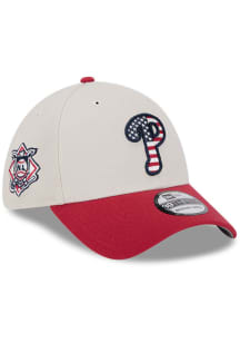 New Era Philadelphia Phillies Mens White 2024 4th of July 39THIRTY Flex Hat