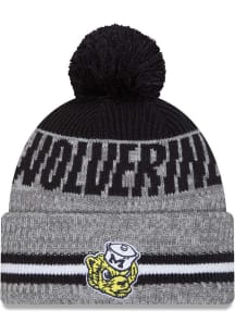 Michigan Wolverines New Era Runner JR Cuff Pom Youth Knit Hat - Grey