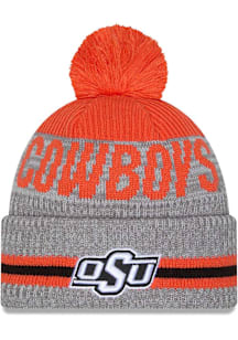 New Era Oklahoma State Cowboys Grey Runner JR Cuff Pom Youth Knit Hat