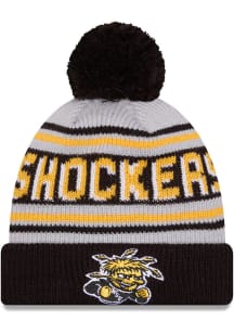 New Era Wichita State Shockers Black Evergreen JR Cuff Pom Youth Knit Hat