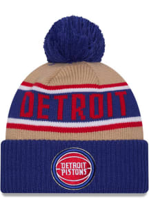 New Era Detroit Pistons Brown 2024 NBA Draft Cuff Pom Mens Knit Hat