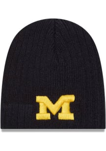 New Era Michigan Wolverines Evergreen Mini Fan Baby Knit Hat - Navy Blue