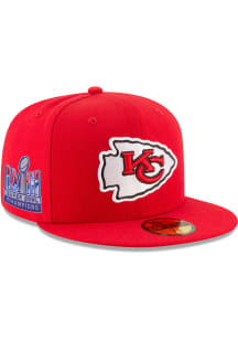 New Era Kansas City Chiefs Mens Red Super Bowl LVIII Champions Side Patch 59FIFTY Fitted Hat