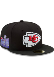 New Era Kansas City Chiefs Mens Black Super Bowl LVIII Champions Side Patch 59FIFTY Fitted Hat