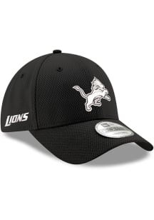 New Era Detroit Lions White Logo Strech Snap 9FORTY Adjustable Hat - Black