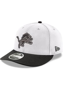 New Era Detroit Lions Black Logo and Visor LP9FIFTY Adjustable Hat - White