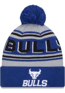 New Era Buffalo Bulls Blue Evergreen Cuff Pom Mens Knit Hat