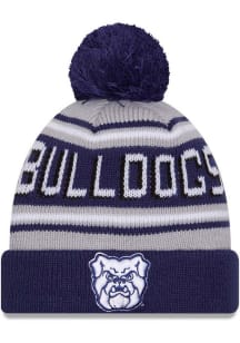 New Era Butler Bulldogs Navy Blue Evergreen Cuff Pom Mens Knit Hat