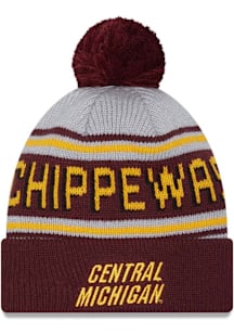 New Era Central Michigan Chippewas Maroon Evergreen Cuff Pom Mens Knit Hat