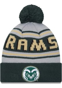 New Era Colorado State Rams Green Evergreen Cuff Pom Mens Knit Hat