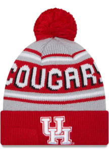 New Era Houston Cougars Red Evergreen Cuff Pom Mens Knit Hat