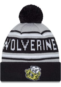 New Era Michigan Wolverines Navy Blue Evergreen Cuff Pom Mens Knit Hat