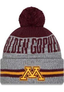 Minnesota Golden Gophers New Era Runner Cuff Pom Mens Knit Hat - Grey