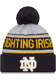 New Era Notre Dame Fighting Irish Navy Blue Evergreen Cuff Pom Mens Knit Hat